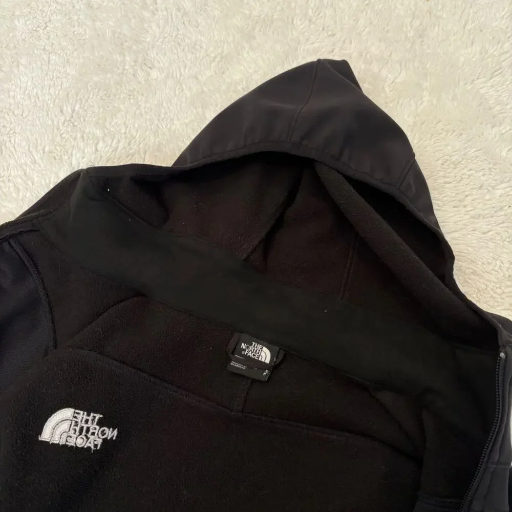 North Face Men Softshell Black Jacket Full Zip Hoodie S Gorpcore Hiking Outdoors